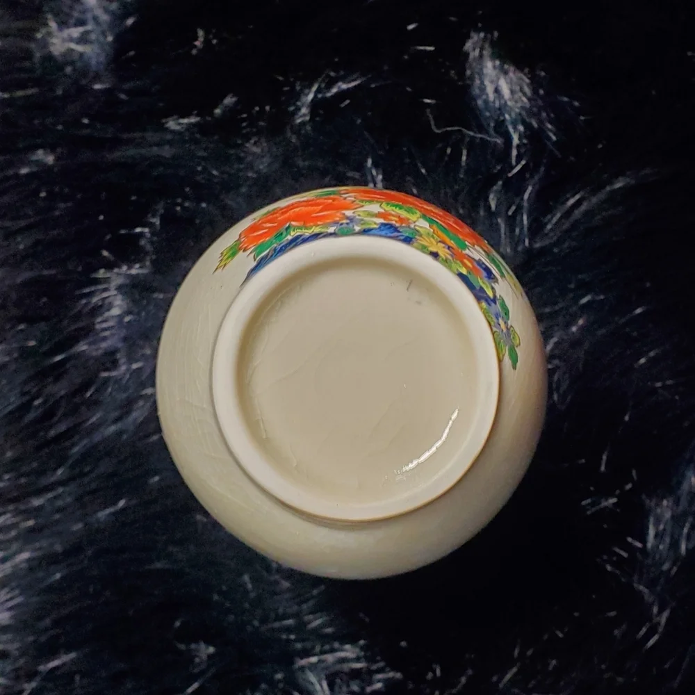 Floral Ceramic Vase with Crackle Glaze